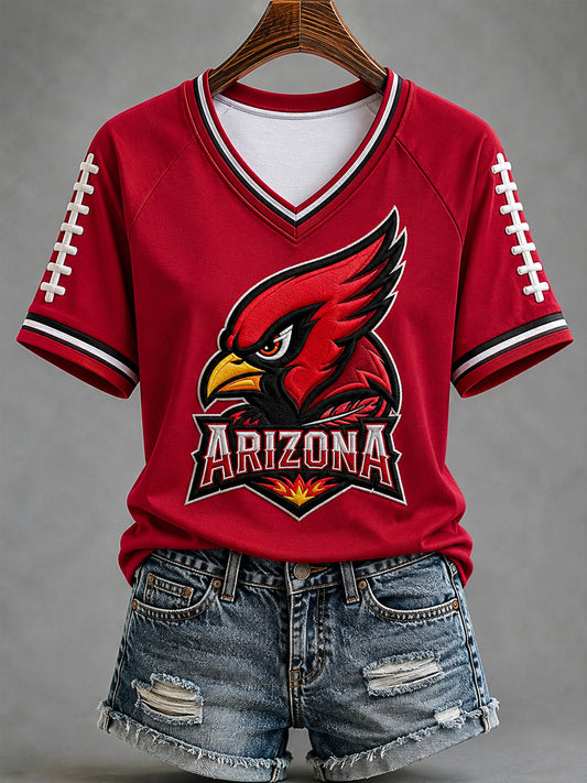 Women's Football Gameday Gift For Football Fans Casual V-Neck Tee