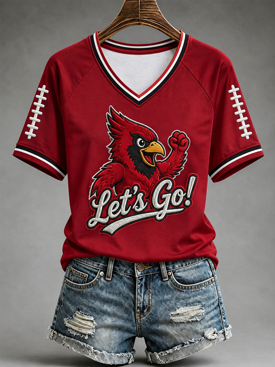 Women's Football Gameday Gift For Football Fans Casual V-Neck Tee