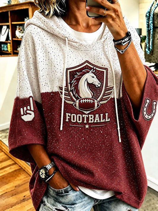 Women's University Football Fan Short-Sleeve Hoodie