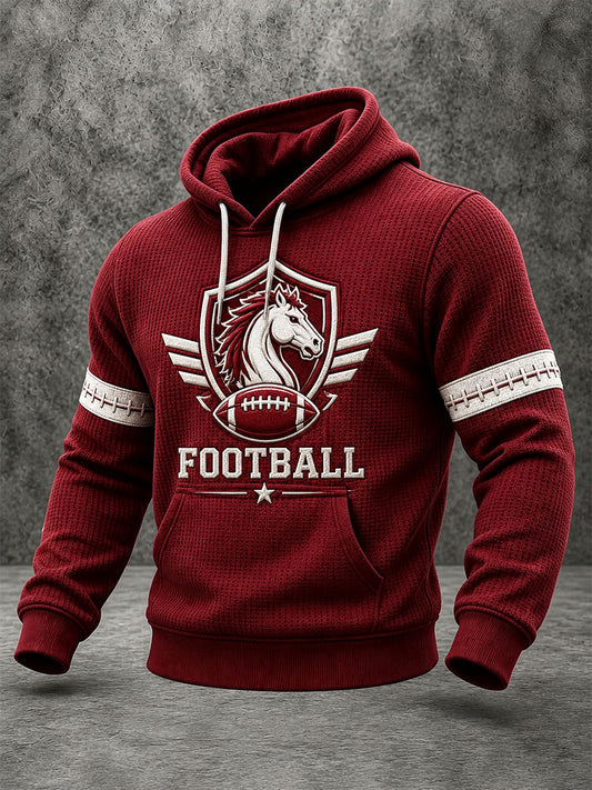 Men's University Football Fan Oversized Drop-Shoulder Hoodie with Pockets