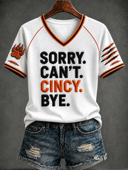 Women's Football Pattern Print V-neck T-shirt