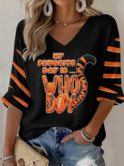 Women's Football Mid-length Sleeves V-Neck T-Shirt