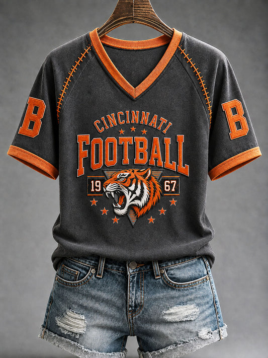 Women's Game Day Football Print Casual T-Shirt