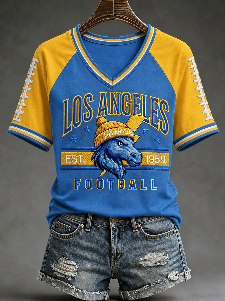 Women's Football Gameday Gift For Football Fans Casual V-Neck Tee