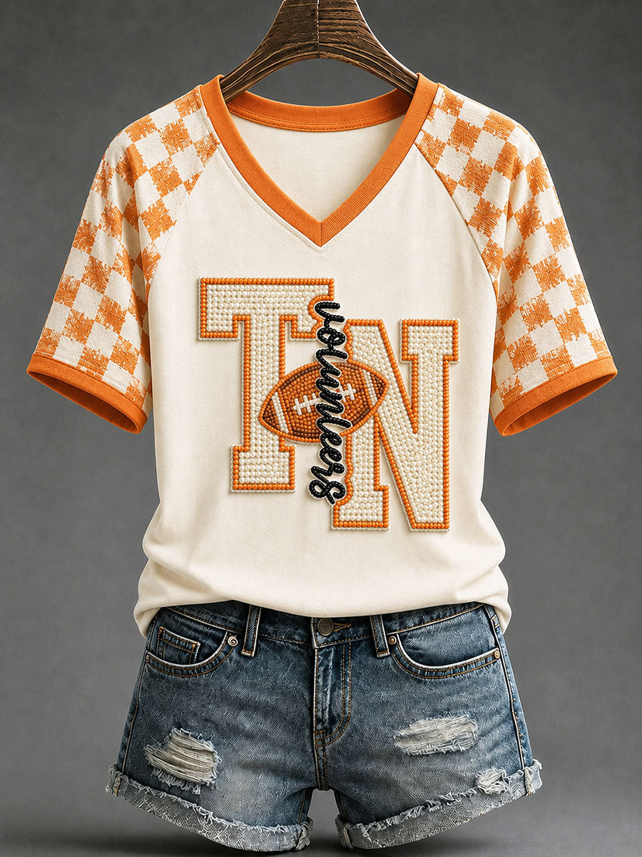 Women's Game Day Football Print Casual T-shirt