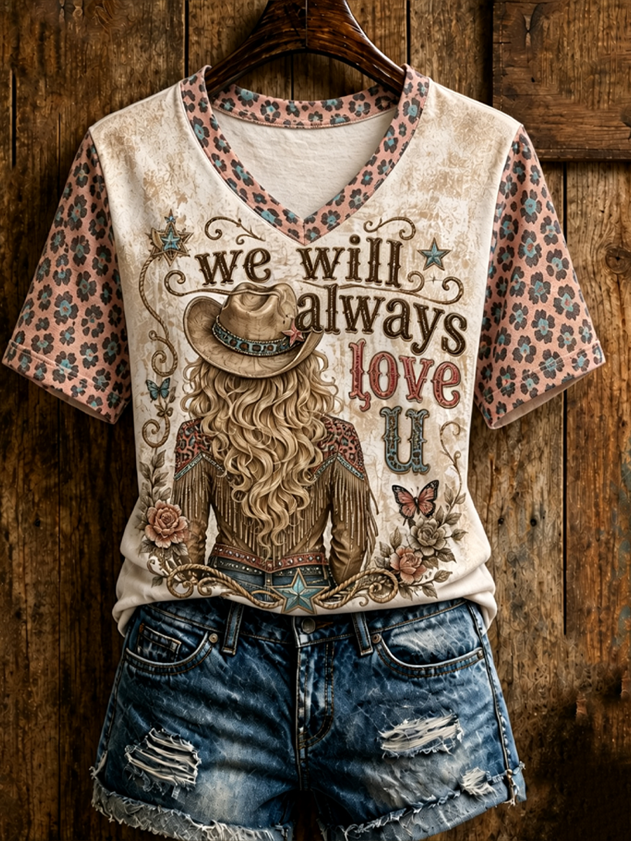 Women's Rip Country Music Lover Queen of Country Printed short-sleeved T-shirt