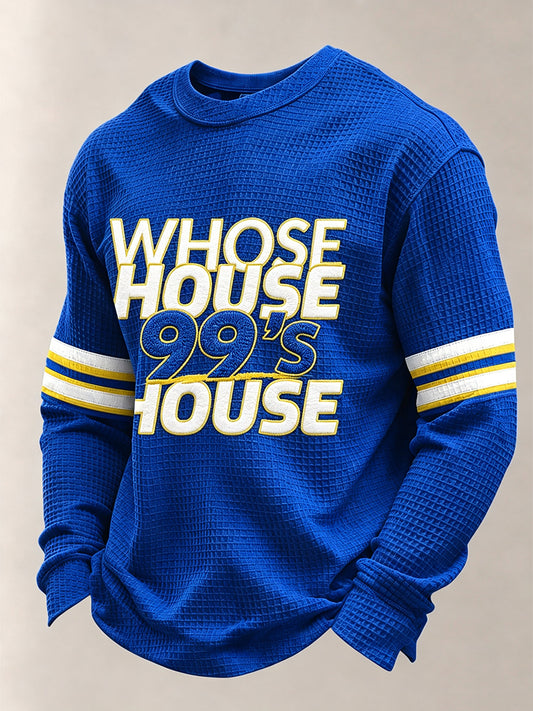 Men's Football Fan Print Waffle Sweatshirt