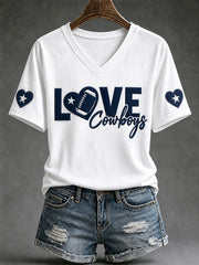 Women's Football Gameday Gift For Football Fans V-Neck Tee
