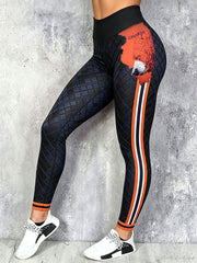 Women's Chicago Football Lover Bear Art Printed Leggings