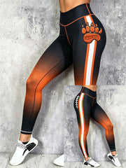 Women's Chicago Football Lover Bear Art Printed Leggings