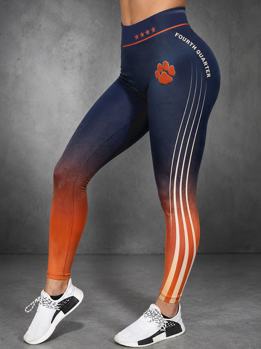 Women's Chicago Football Lover Bear Art Printed Leggings