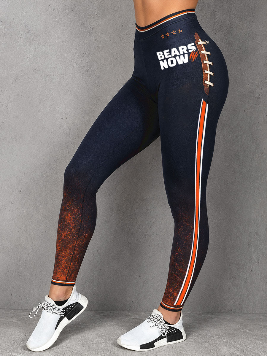 Women's Chicago Football Lover Bear Art Printed Leggings