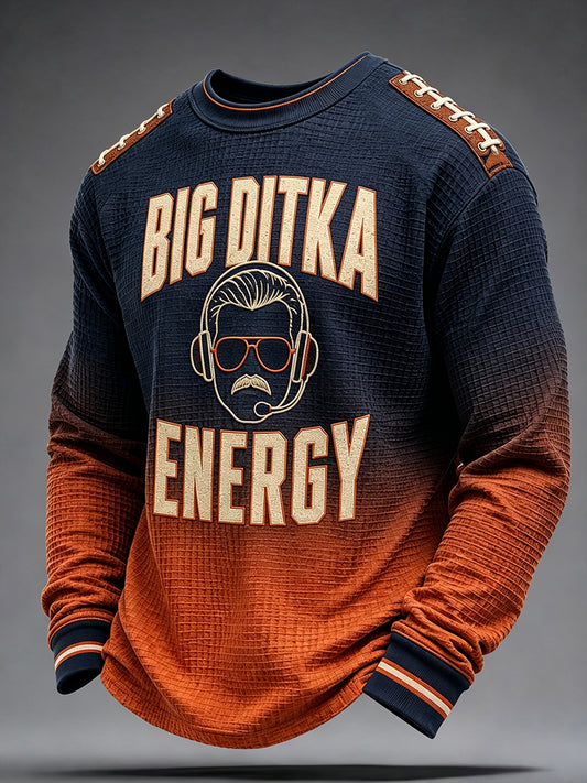 Men's Chicago Football Lover Bear Art Printed Waffle Sweatshirt
