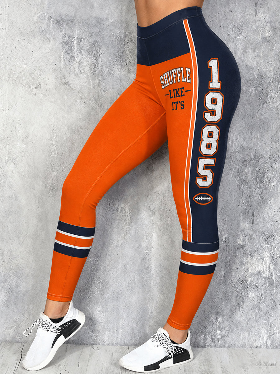 Women's Chicago Football Lover Bear Art Printed Leggings