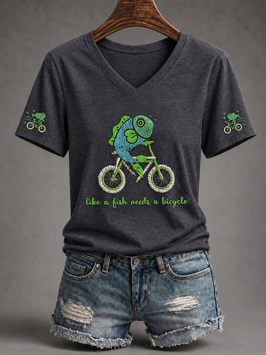 Women's A Woman Without A ManIs Like A Fish Without A Bicycle Short-sleeved T-shirt