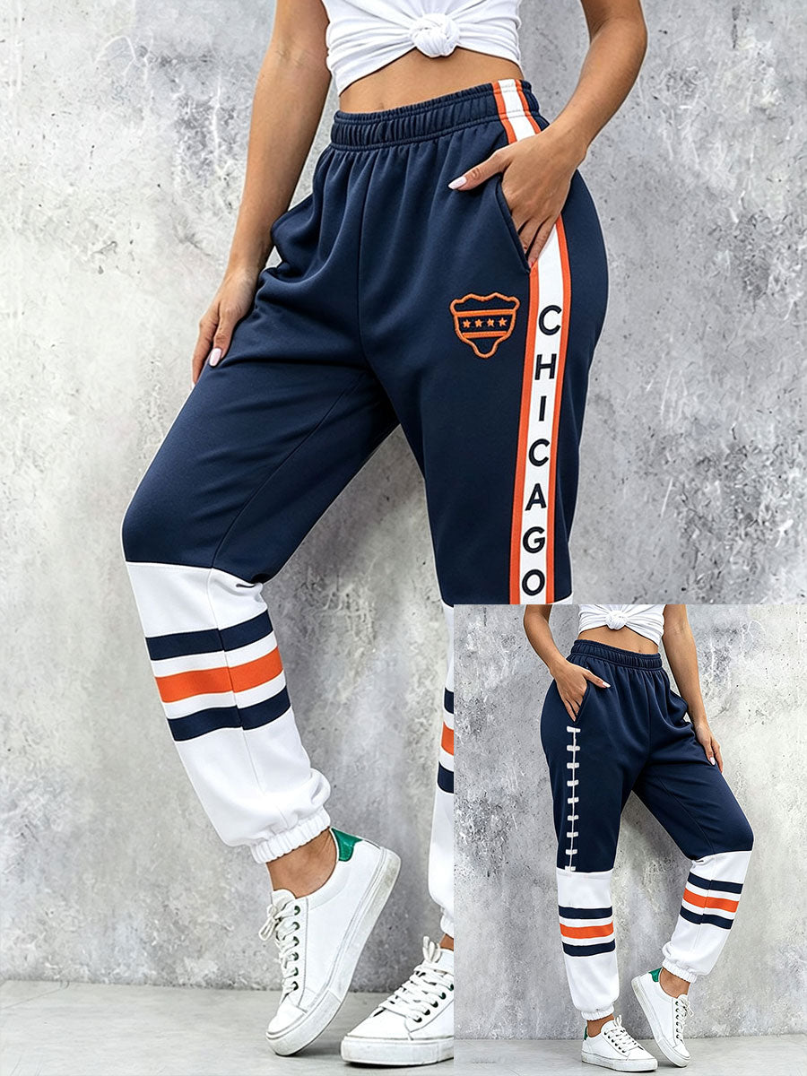 Women's Chicago Football Lover Bear Art Printed Sweatpants