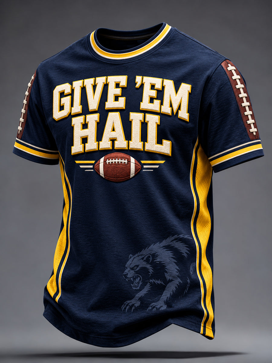 Men's University Football Lover Printed T-shirt