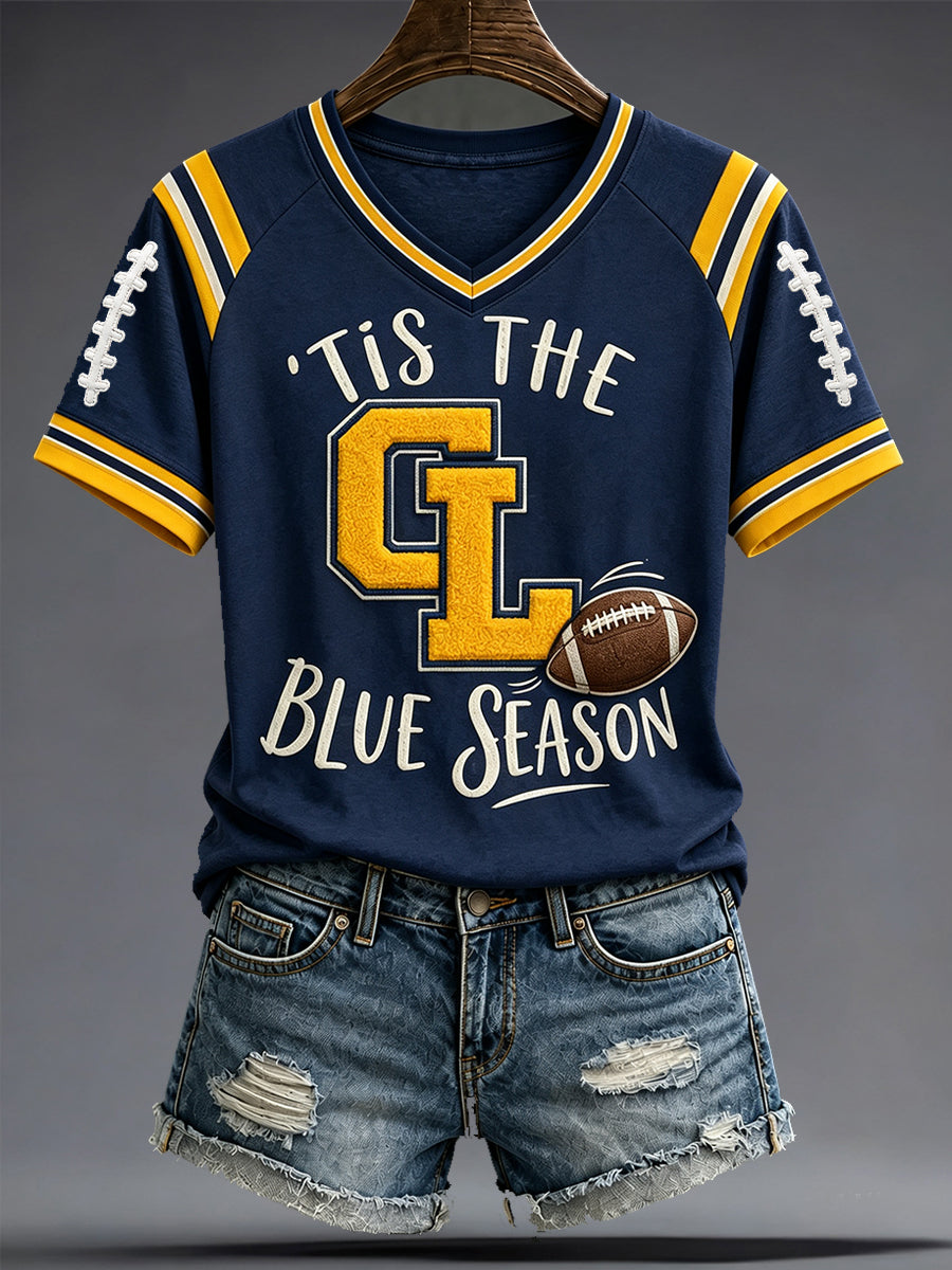 Women's University Football Lover Printed T-shirt