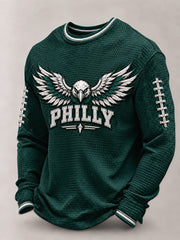 Men's Football Gameday Gift For Football Fans Casual Waffle Long Sleeve T-Shirt