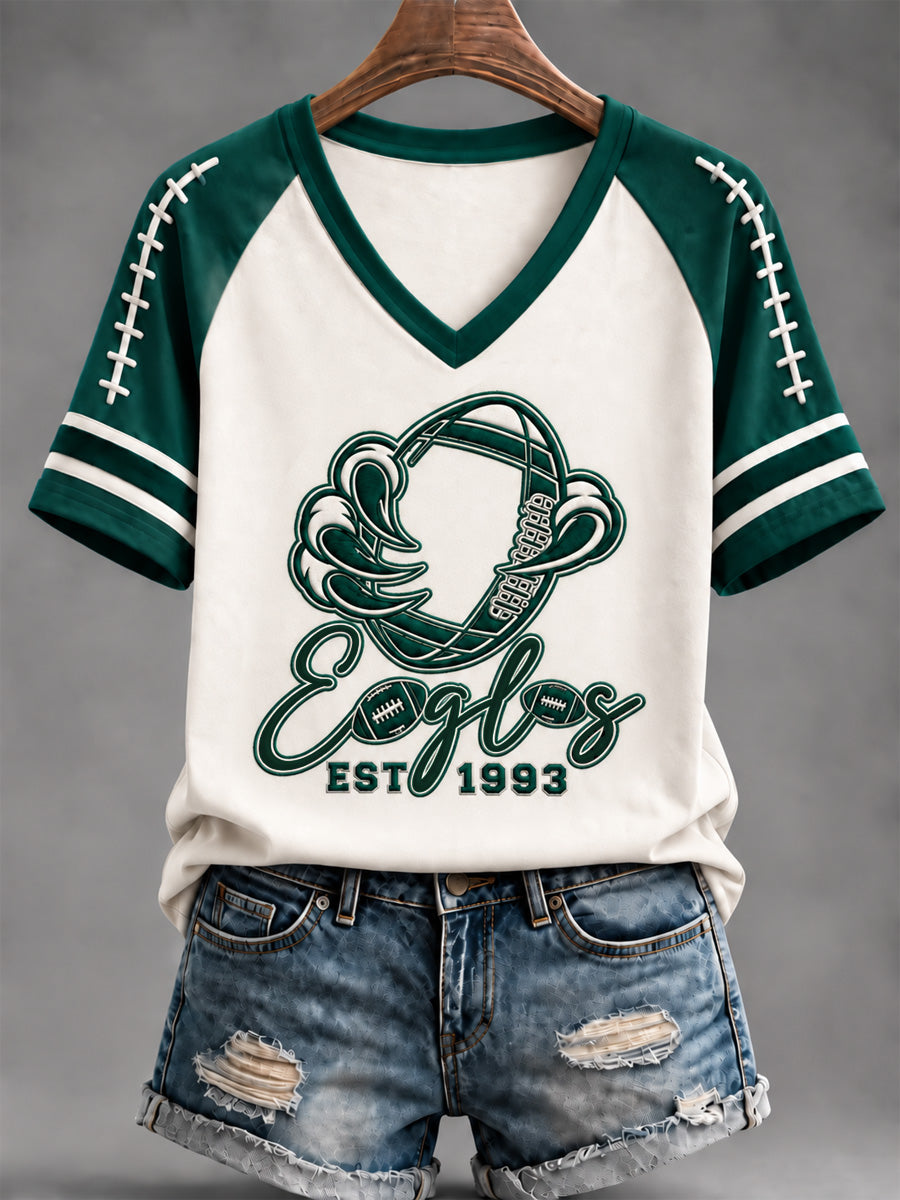 Women's Football Gameday Gift For Football Fans Casual V-Neck Tee