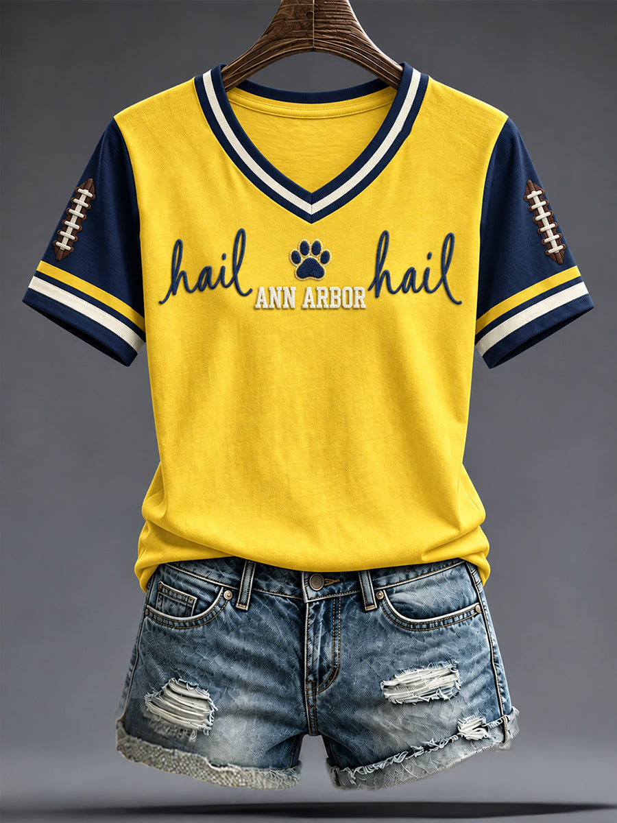 Women's University Football Lover Printed T-shirt