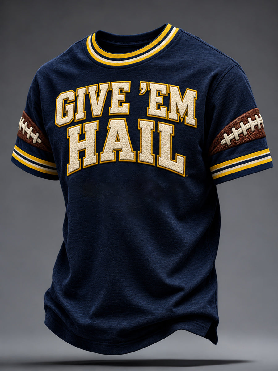 Men's University Football Lover Printed T-shirt