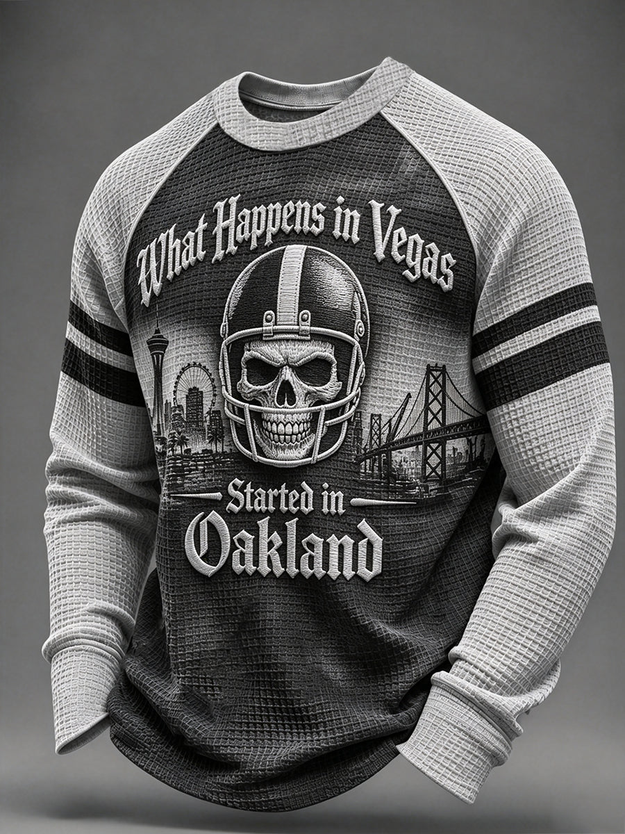 Men's Football Fan Print Waffle Sweatshirt