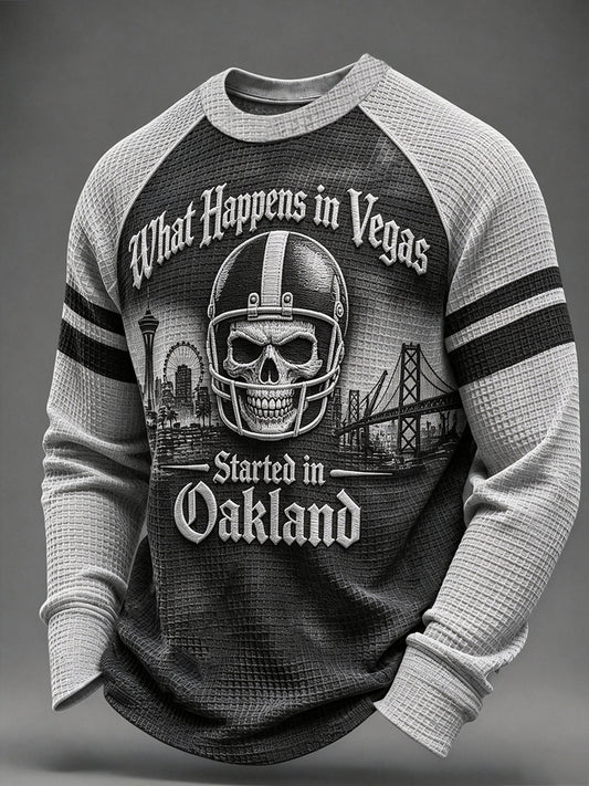 Men's Football Fan Print Waffle Sweatshirt