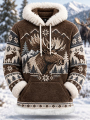 Women's Winter Moose Print Casual Plush Hoodie