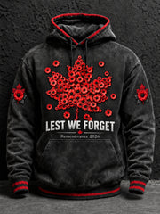 Men's Lest We Forget Canada Remembrance Day Print Oversized Drop-Shoulder Hoodie