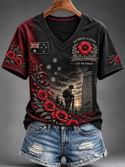 Women's Australian Veterans Print short-sleeved T-shirt