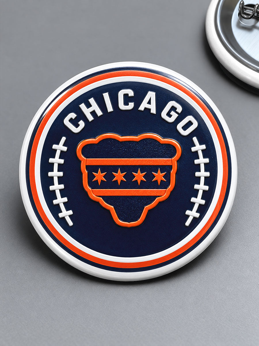 Chicago Football Lover Printed Pins