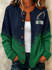 Women's Game Day Football Printed Casual Cardigan