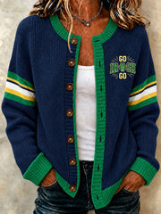 Women's Game Day Football Printed Casual Cardigan