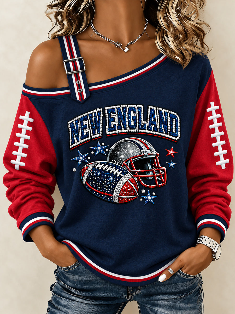 Women's Football Gameday Gift For Football Fans Casual Casual Off-Shoulder Sweatshirt