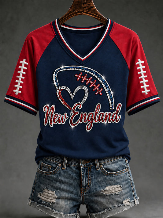 Women's Football Gameday Gift For Football Fans Casual V-Neck Tee