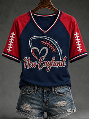 Women's Football Gameday Gift For Football Fans Casual V-Neck Tee