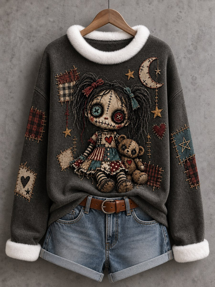 Women's Halloween Creepy Dolls Print Casual Top