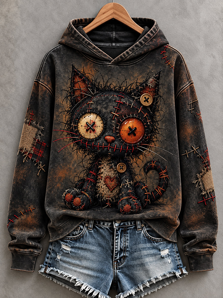 Women's Halloween Creepy Dolls Print Casual Hoodie