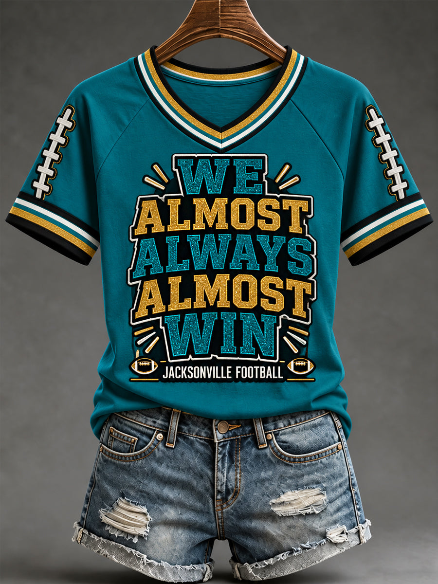 Women's Football Gameday Gift For Football Fans Casual V-Neck Tee