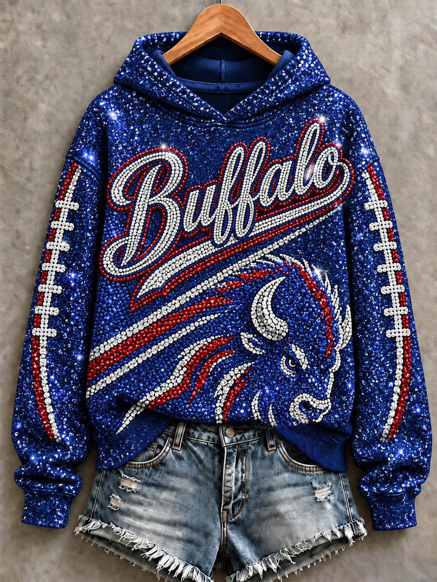 Women's Football Lover Buffalo Print Sweatshirt