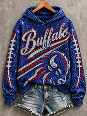 Women's Football Lover Buffalo Print Sweatshirt