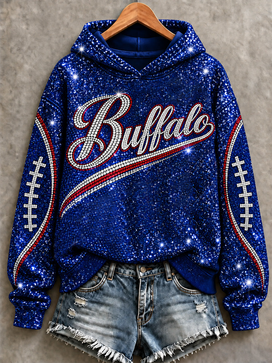 Women's Football Lover Buffalo Print V-Neck Tee