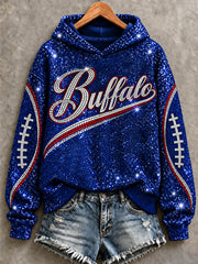 Women's Football Lover Buffalo Print V-Neck Tee