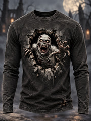 Men's Halloween Skeleton Print Casual Long Sleeve T-Shirt