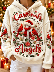 Women's When Cardinals Appear Angels Are Near Flannel Hoodie