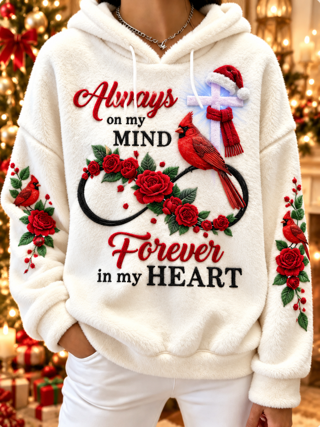 Women's When Cardinals Appear Angels Are Near Flannel Hoodie