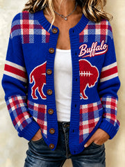 Women's Football Lover Buffalo Print Cardigan