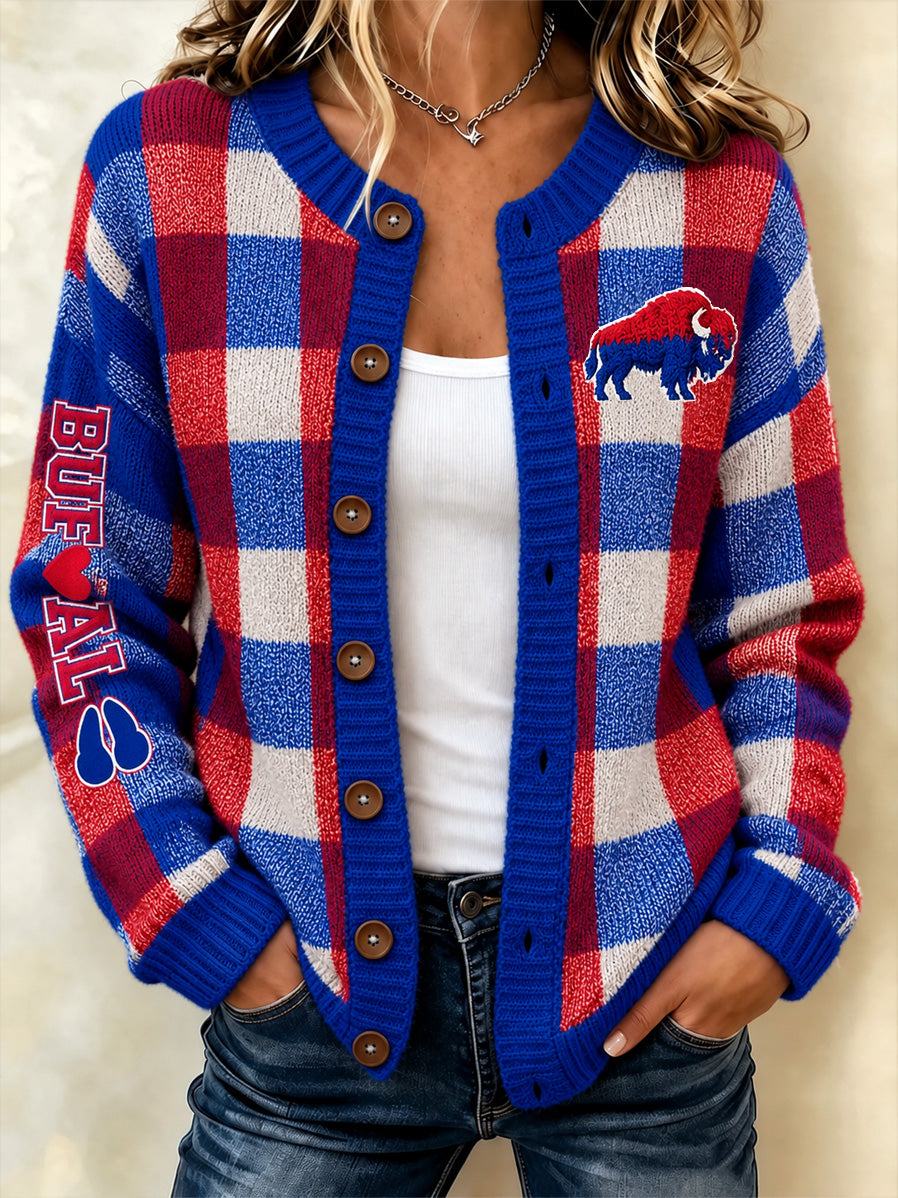 Women's Football Lover Buffalo Print Cardigan