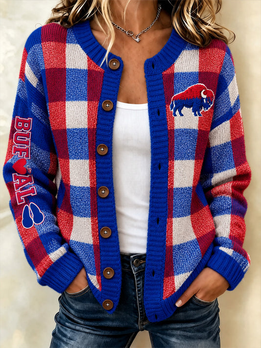 Women's Football Lover Buffalo Print Cardigan
